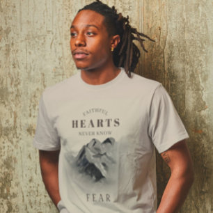 Camiseta Cita Inspiradora Fiel Acuarela Montaña