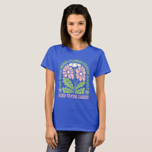 Camiseta Cita inspiradora floral retro groovy