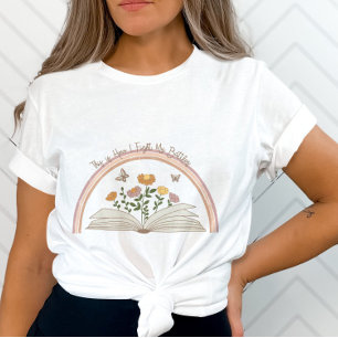 Camiseta Cita inspiradora - Libro floral de mariposa - Bibl