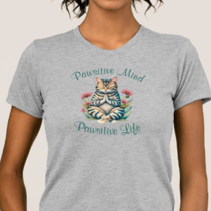 Camiseta Cita Inspiradora positiva de gato de meditación di