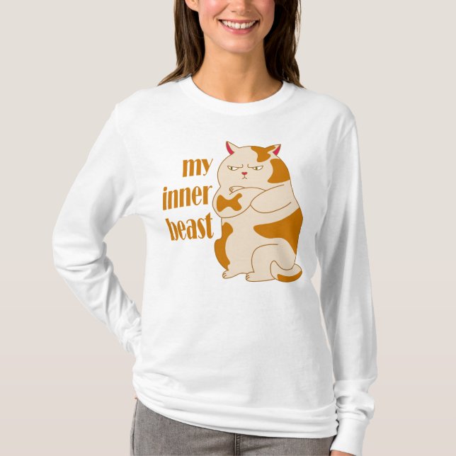 Camiseta Cita motivacional de gato gordo perezoso de mi bes (Anverso)