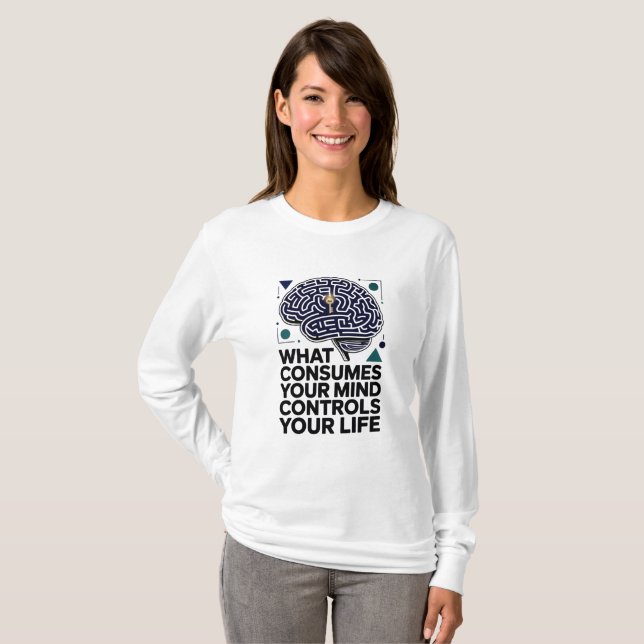 Camiseta Cita motivacional "La mente controla la vida" mode (Anverso completo)