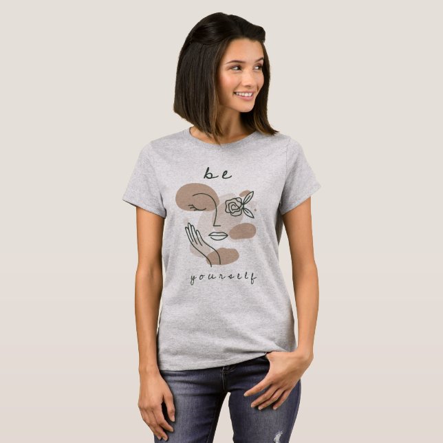 Camiseta Cita Motivadora Línea Arte Cara (Anverso completo)
