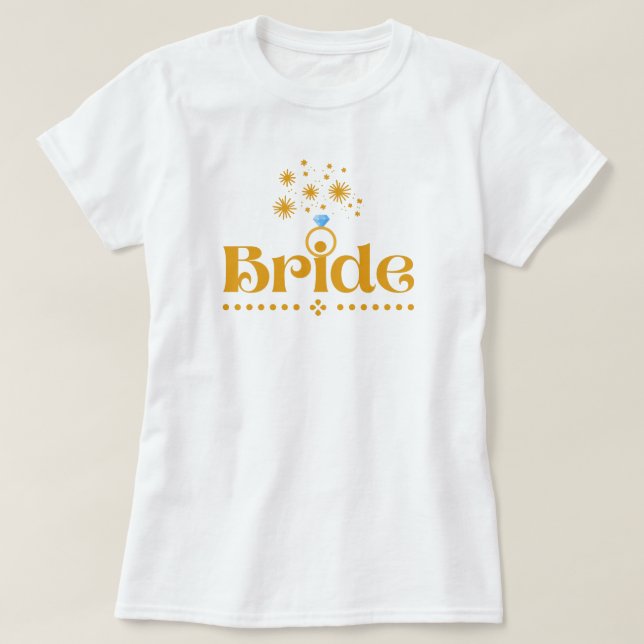 Camiseta Cita Novia Hens Noche Diamante Dorado Boda  (Diseño del anverso)