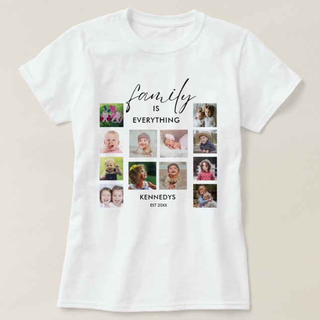 Camiseta Cita personalizada de 12 nombres de familia de Col (Diseño del anverso)