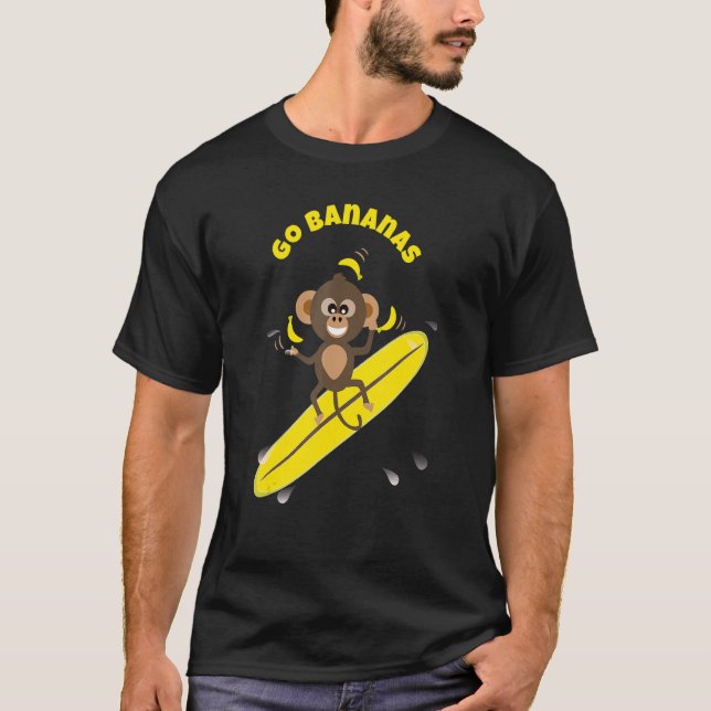 Camiseta Cita popular Go Bananas Monkey Surfing (Anverso)