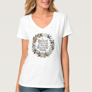Camiseta Cita positiva botánica vintage cree que puedes