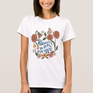 Camiseta Cita retro positiva 'Florece con gracia'