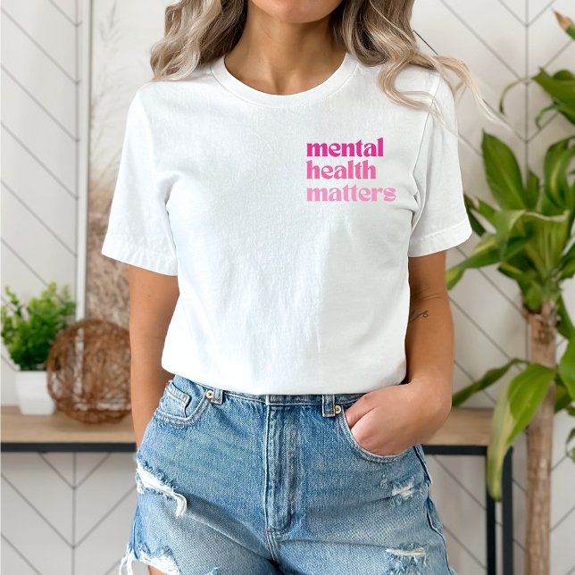 Camiseta Cita retro sobre salud mental Barbiecore rosa (Mental Health Matters shirt | Retro Quote Barbiecore Pink | Aesthetic t-shirt)