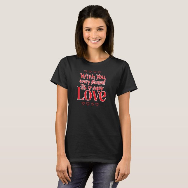 Camiseta Cita Romántica de Amor para Siempre Nuevo  (Anverso completo)