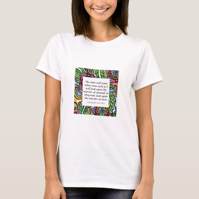 Camiseta Cita vegetariana de Leonardo da Vinci (Anverso)