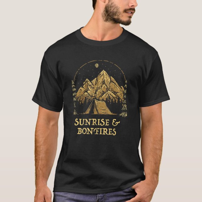 Camiseta Citas de caravanas de Sunrise y Bonfire Camping Sa (Anverso)