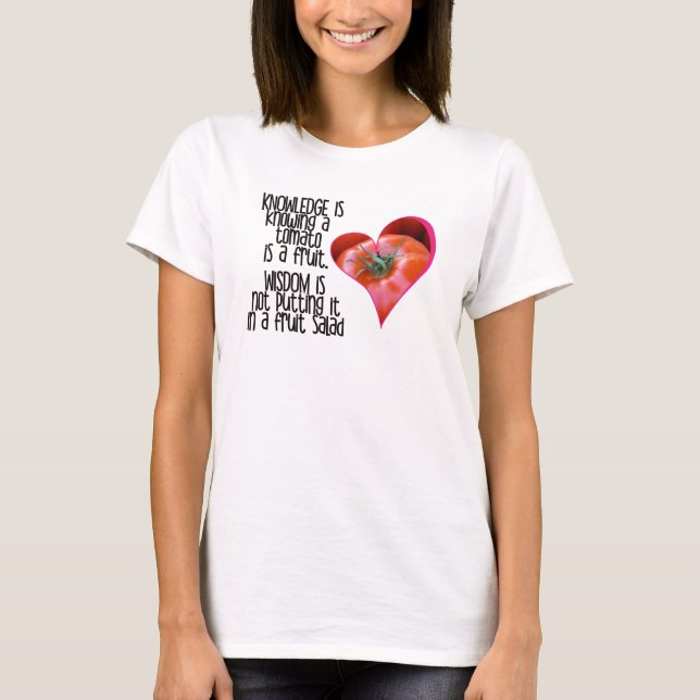 Camiseta Citas de Chistes de tomate rojo en forma de corazó (Anverso)