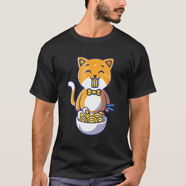 Camiseta Citas de gatos comiendo espagueti (Anverso)