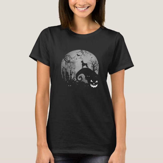 Camiseta Citas De Perro De Boxer Y Moon Halloween (Anverso)