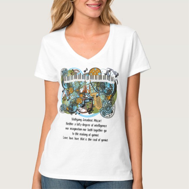 Camiseta Citas Inspiradoras de Wolfgang Amadeus Mozart (Anverso)