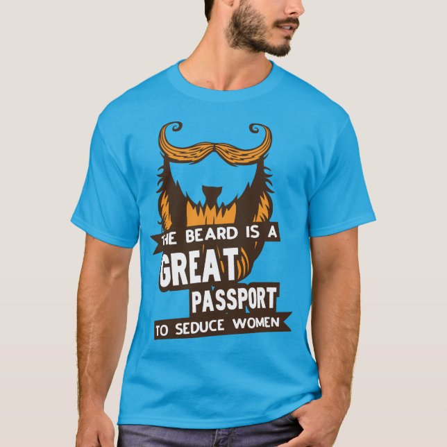 Camiseta citation barbe beard great seduce paasport women h (Anverso)