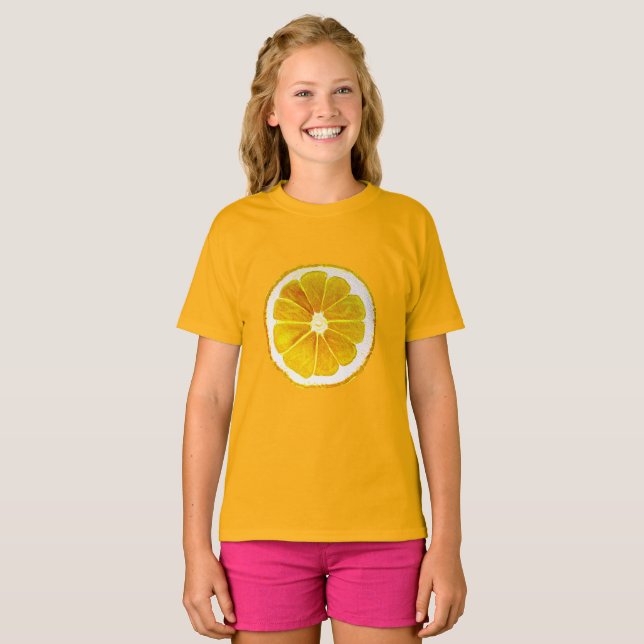 Camiseta Cítricos de arte pop fruta de limón amarillo origi (Anverso completo)