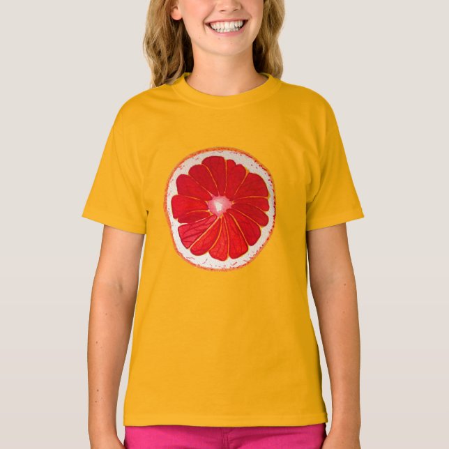 Camiseta Cítricos de arte pop rosa pomelo original (Anverso)