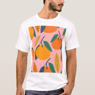Camiseta Cítricos dibujados a mano, patrón de mandarina sin