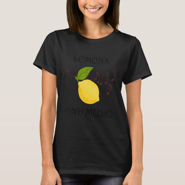Camiseta Cítricos Frutos y notas musicales limón (Anverso)