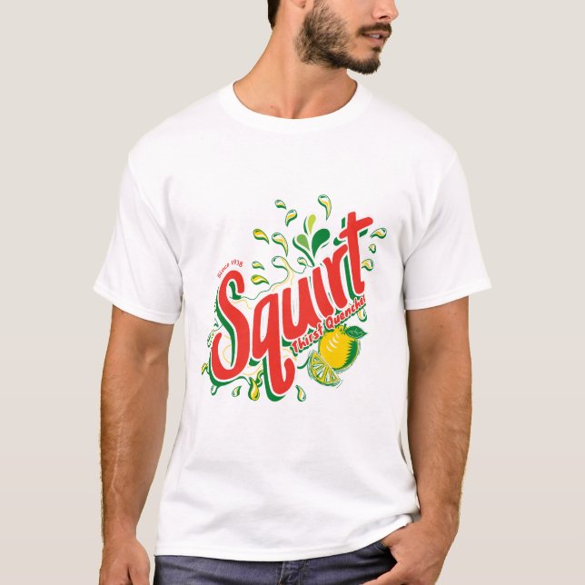Camiseta Cítricos Soda negrita retro "Sed de ardilla" Quenc (Anverso)
