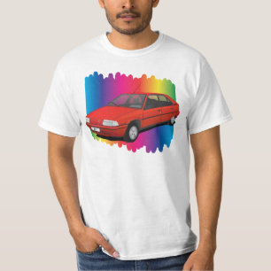 Camiseta Citroën BX rojo con fondo de espectro