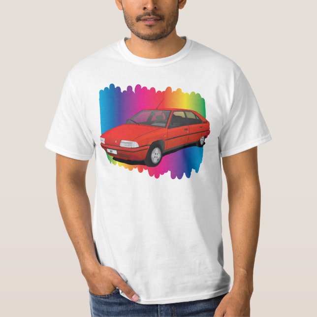Camiseta Citroën BX rojo con fondo de espectro (Anverso)