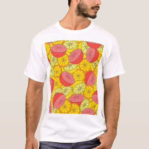 Camiseta Citrus Frutos Patrón Brillante Sin Marea