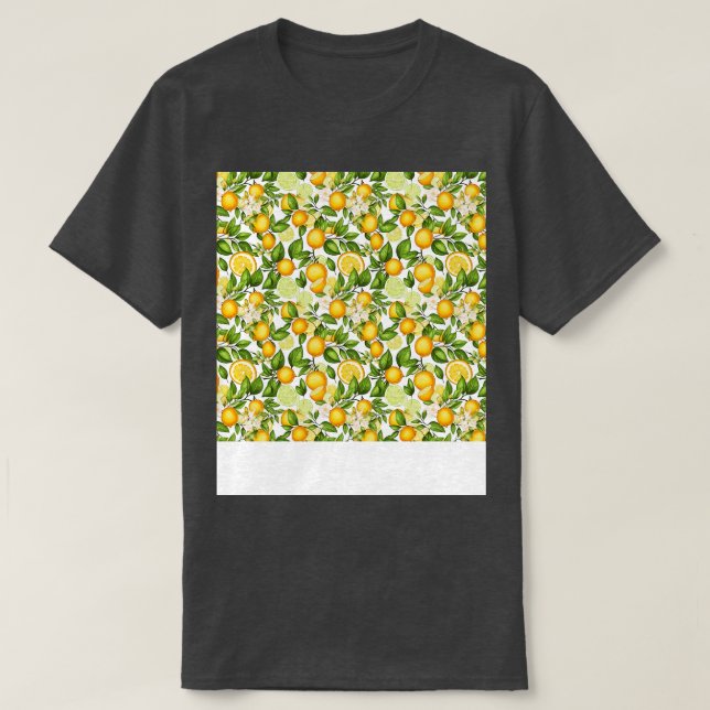 Camiseta Citrus Seamless Pattern Lime Naranja Mandarin (Diseño del anverso)