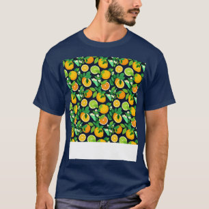 Camiseta Citrus Seamless Pattern Lime Naranja Mandarin