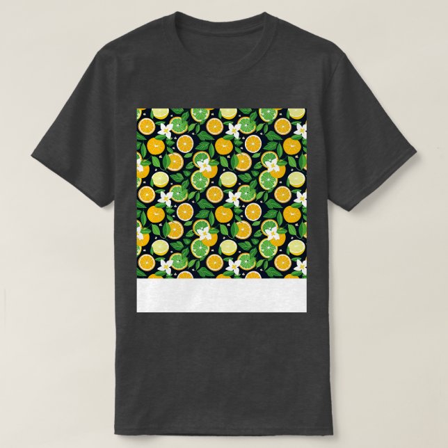 Camiseta Citrus Seamless Pattern Lime Naranja Mandarin (Diseño del anverso)
