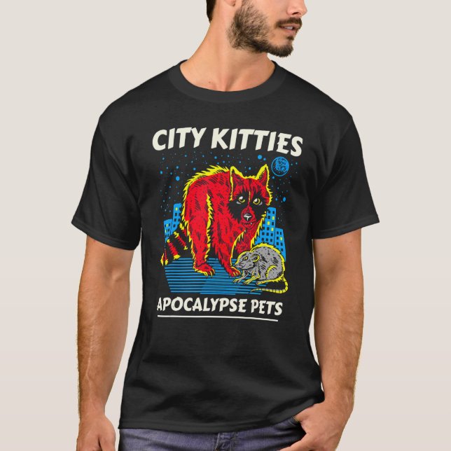 Camiseta City Kitties Apocalypse Pets Raccoon Opossum Class (Anverso)