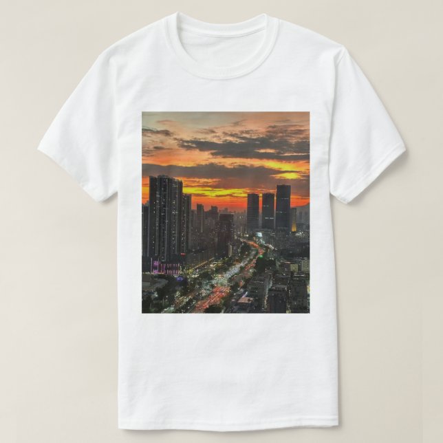 Camiseta City Sunset Skyline T-Shirt (Diseño del anverso)