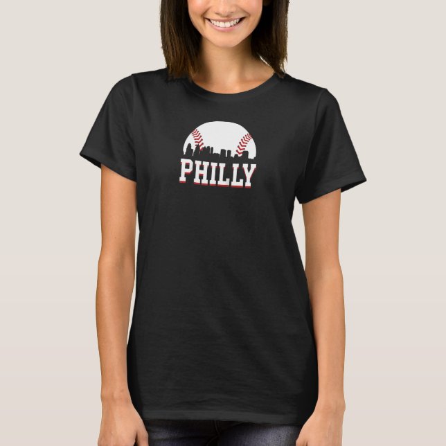 Camiseta Citysc de Philly Baseball Sports Skyline Ilustraci (Anverso)