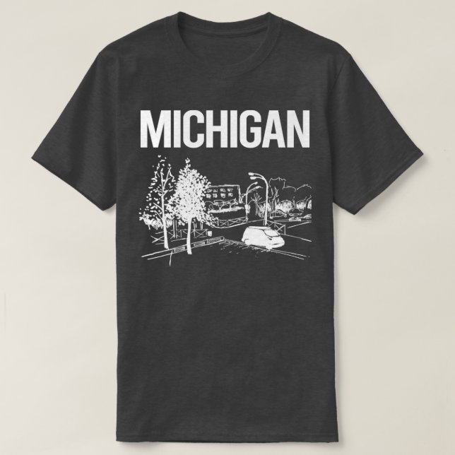 Camiseta Cityscape Sketch Michigan (Diseño del anverso)