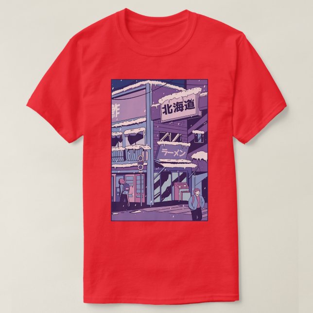 Camiseta Ciudad Cubierta En Edificio De Invierno De Nieve (Diseño del anverso)