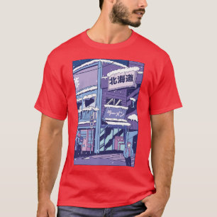 Camiseta Ciudad Cubierta En Edificio De Invierno De Nieve