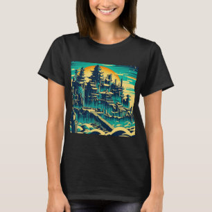 Camiseta Ciudad de Atlantis 1 - Estilo Woodblock