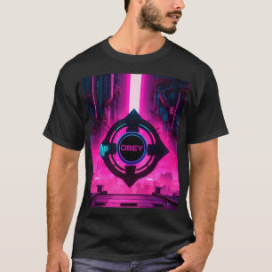 Camiseta Ciudad de Ciencia Ficción Distópica Obedece Neon C