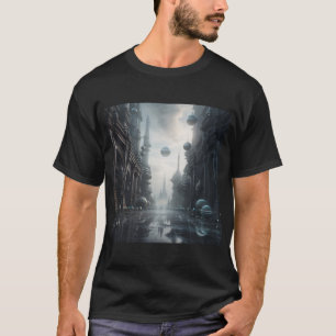 Camiseta Ciudad de ciencia ficción y orbe