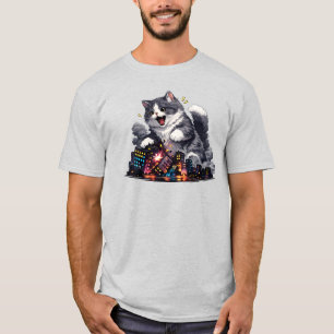 Camiseta Ciudad de gatos neon gigantes caóticos y lindos gr