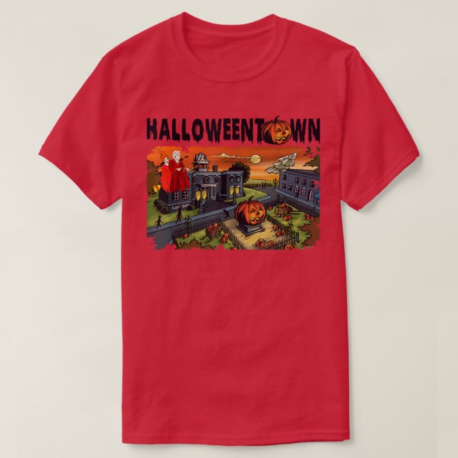 Camiseta Ciudad de Halloween Espantadores Vibes Regalos Sob (Diseño del anverso)