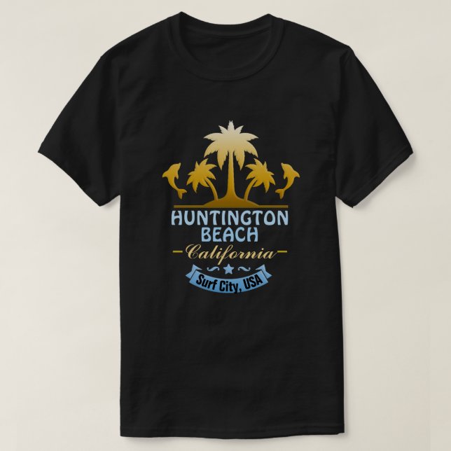 Camiseta Ciudad de la resaca de Huntington Beach, CA (Diseño del anverso)