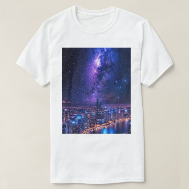 Camiseta Ciudad de las Estrellas: Un horizonte futurista ba (Diseño del anverso)
