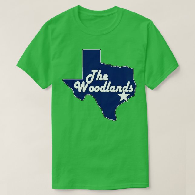 Camiseta Ciudad de los bosques Texas Lone State Map Navy Bl (Diseño del anverso)