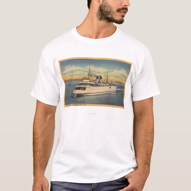 Camiseta Ciudad de Mackinaw, MI - vista de la ciudad de (Anverso)