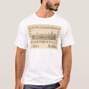 Camiseta Ciudad de Nevada, mapa panorámico 1856 (1184A) de