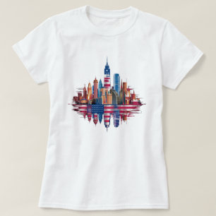 Camiseta ciudad de Nueva York con bandera estadounidense