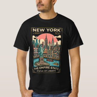 Camiseta Ciudad de Nueva York EE. UU. - Estatua icónica y s